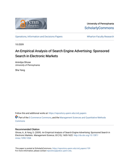 An Empirical Analysis of Search Engine Advertising: Sponsored Search in Electronic Markets