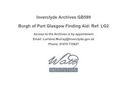 Inverclyde Archives GB599 Burgh of Port Glasgow