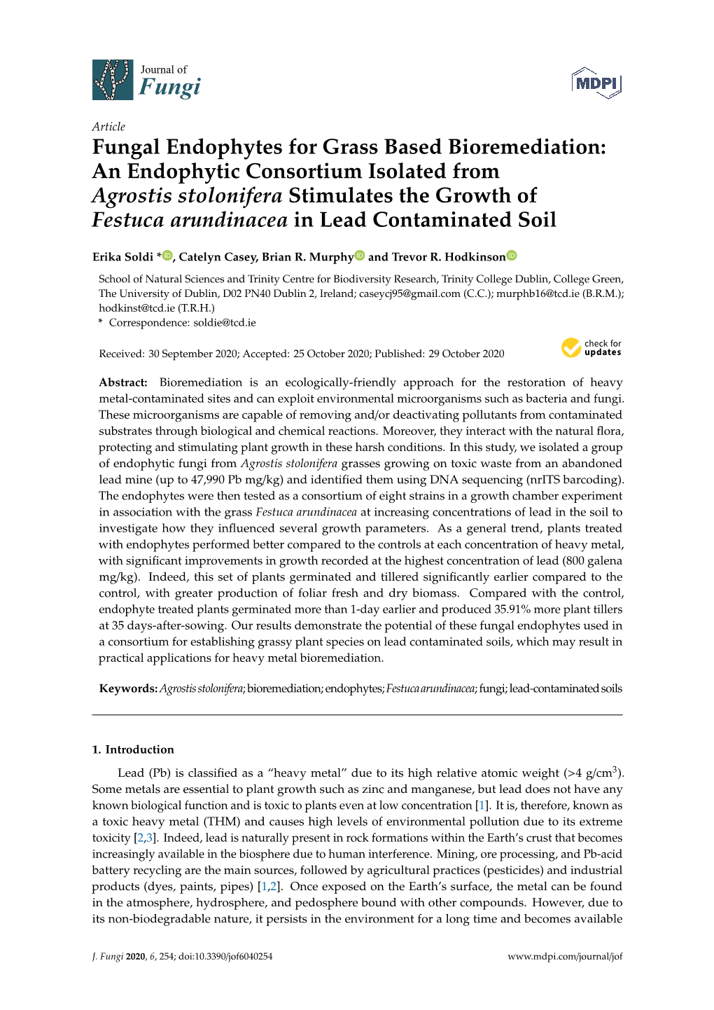 Fungal Endophytes for Grass Based Bioremediation