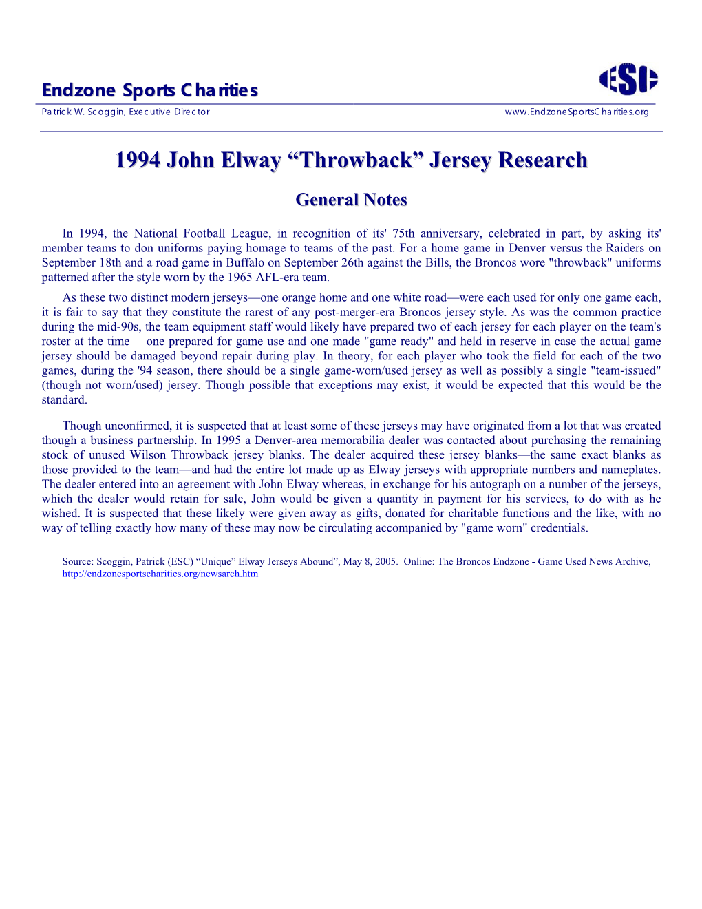 1994 John Elway “Throwback” Jersey Research
