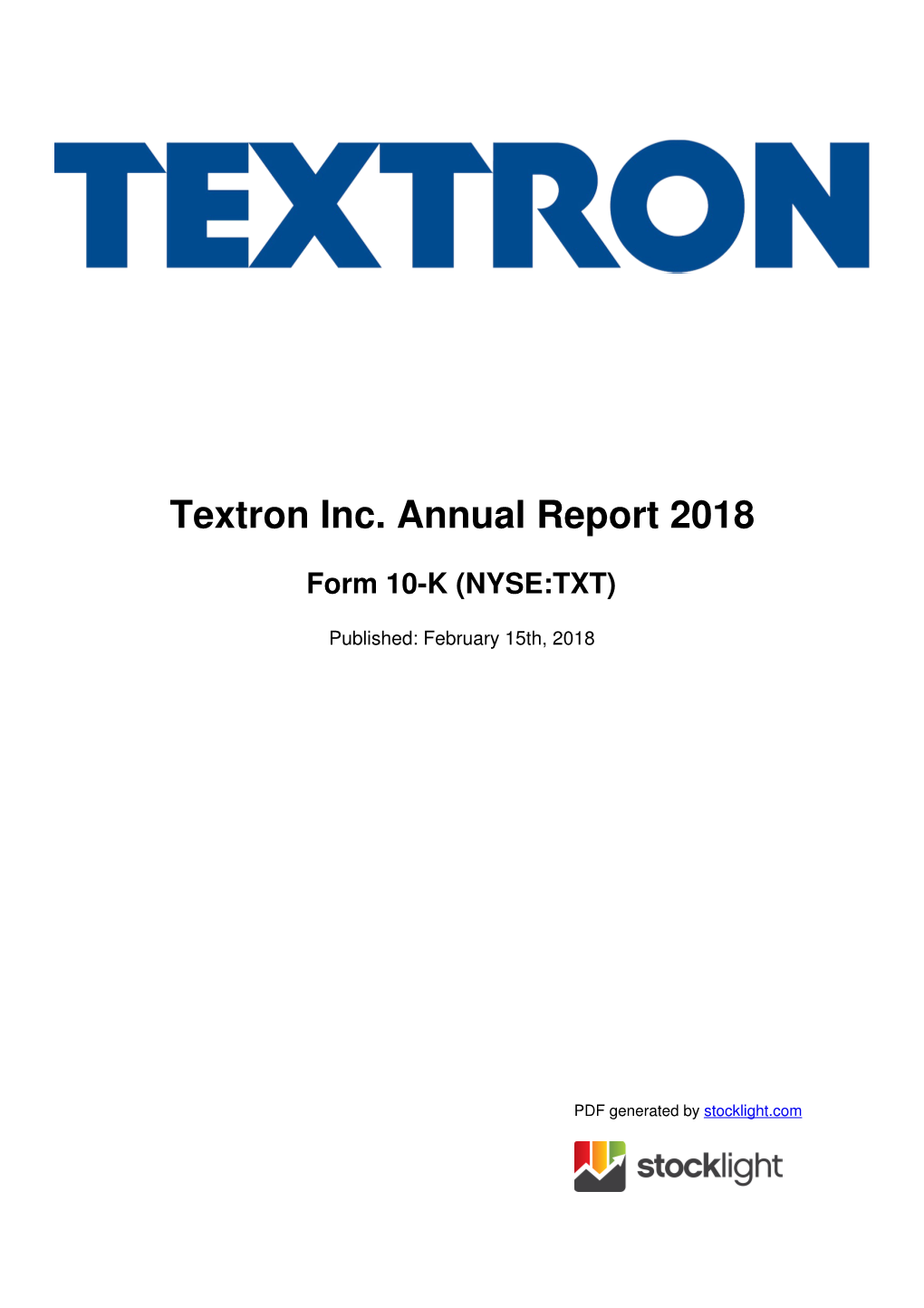 Textron Inc. Annual Report 2018