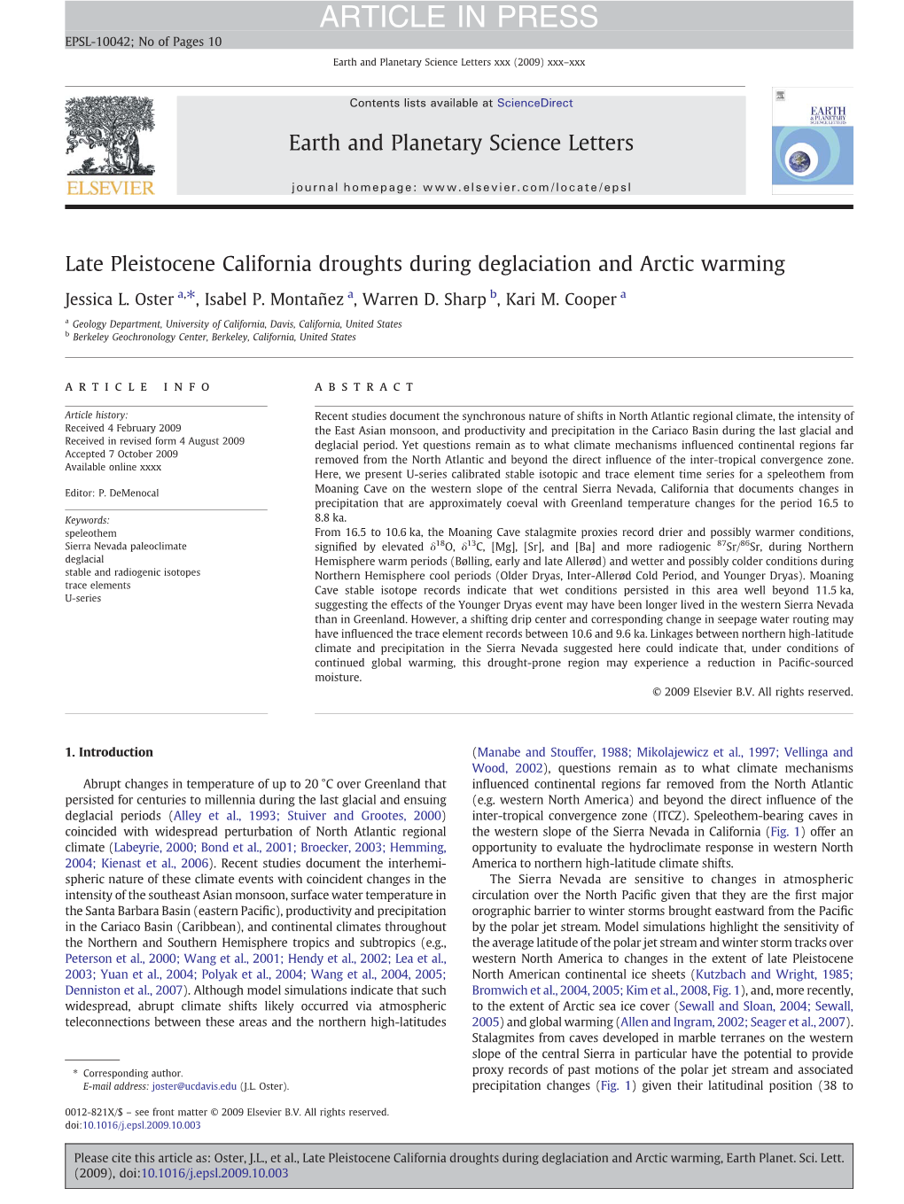 Late Pleistocene California Droughts During Deglaciation and Arctic Warming