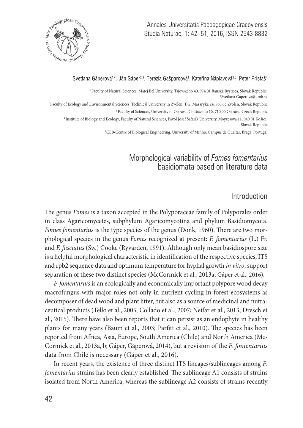 Morphological Variability of Fomes Fomentarius Basidiomata Based on Literature Data