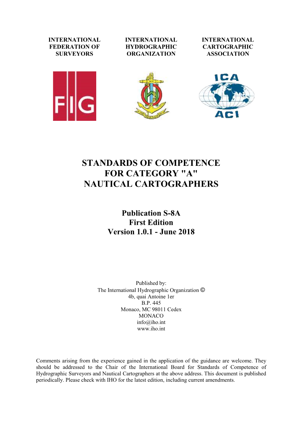 Standards of Competence for Category "A" Nautical Cartographers