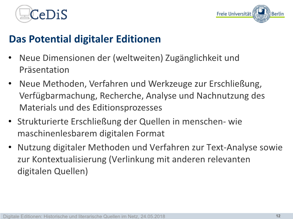 Das Potential Digitaler Editionen