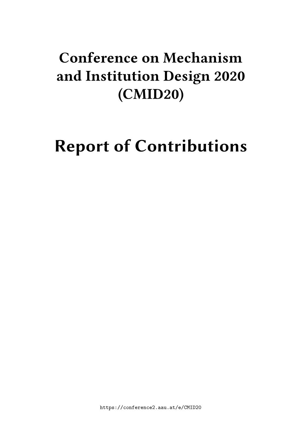 Report of Contributions