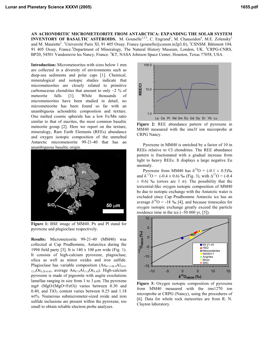 AN ACHONDRITIC MICROMETEORITE from ANTARCTICA: EXPANDING the SOLAR SYSTEM INVENTORY of BASALTIC ASTEROIDS. M. Gounelle1,2,3, C. Engrand2, M