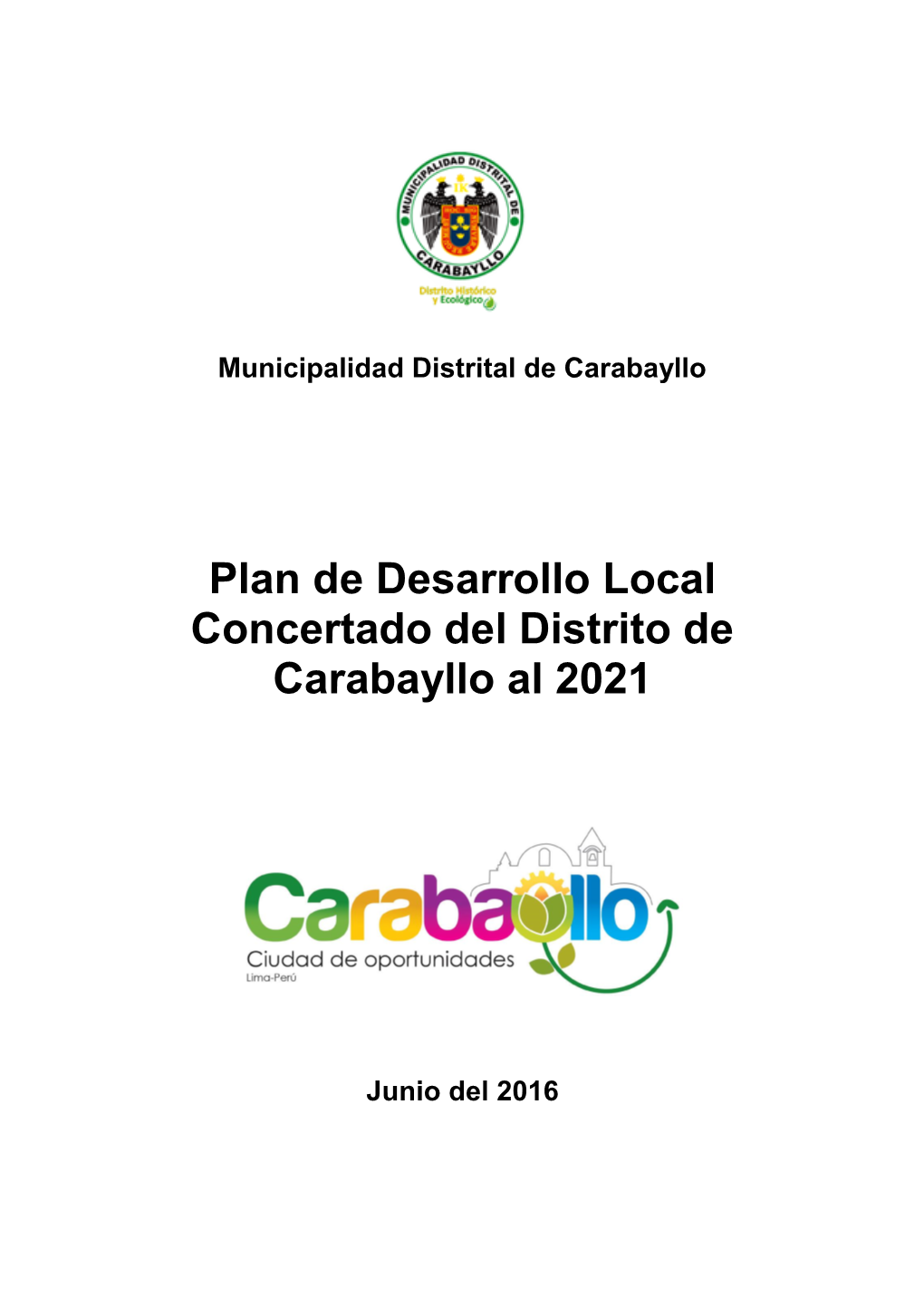 Plan De Desarrollo Local Concertado Del Distrito De Carabayllo Al 2021