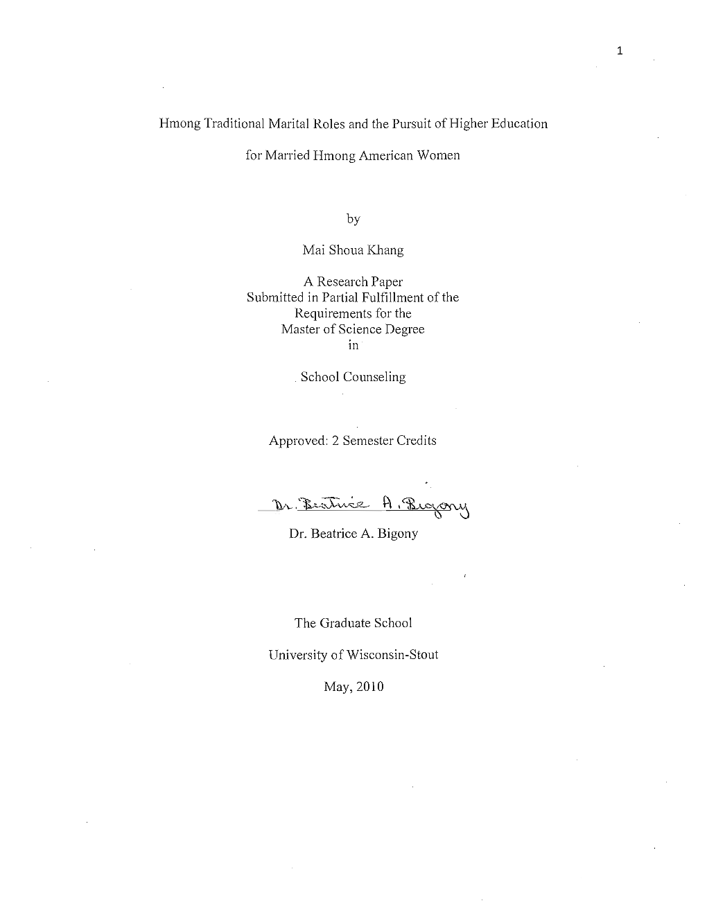 Hmong Traditional Marital Roles and the Pursuit of Higher Education for Married Hmong American Women