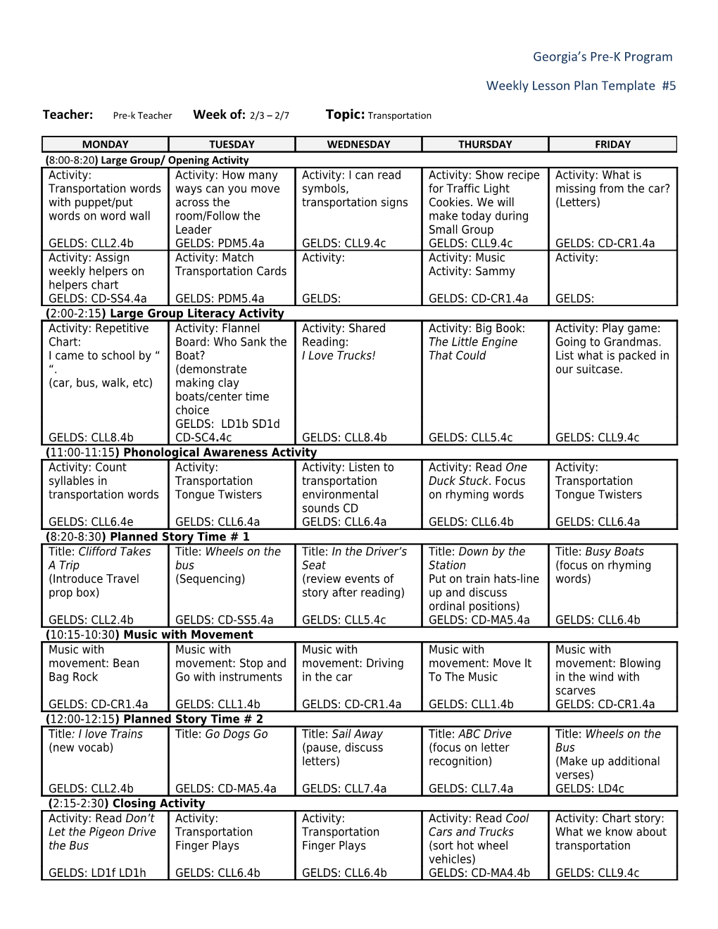 Example Of Lesson Plan Template Five Completion E