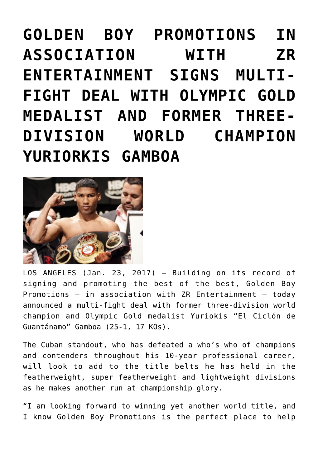 Golden Boy Promotions In