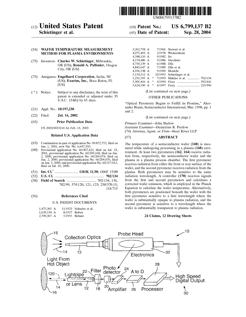 (12) United States Patent (10) Patent No.: US 6,799,137 B2 Schietinger Et Al