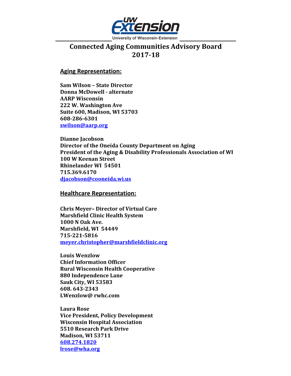 Connected Aging Communities Advisory Board