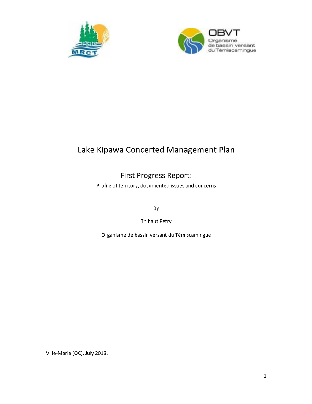 Lake Kipawa Concerted Management Plan