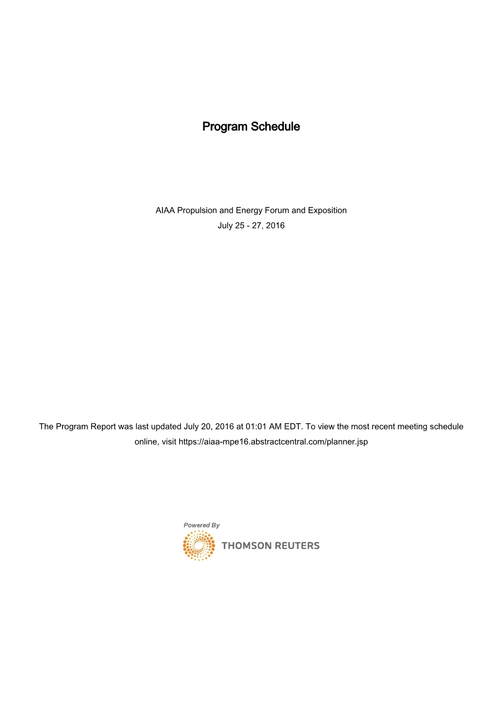 Program Schedule