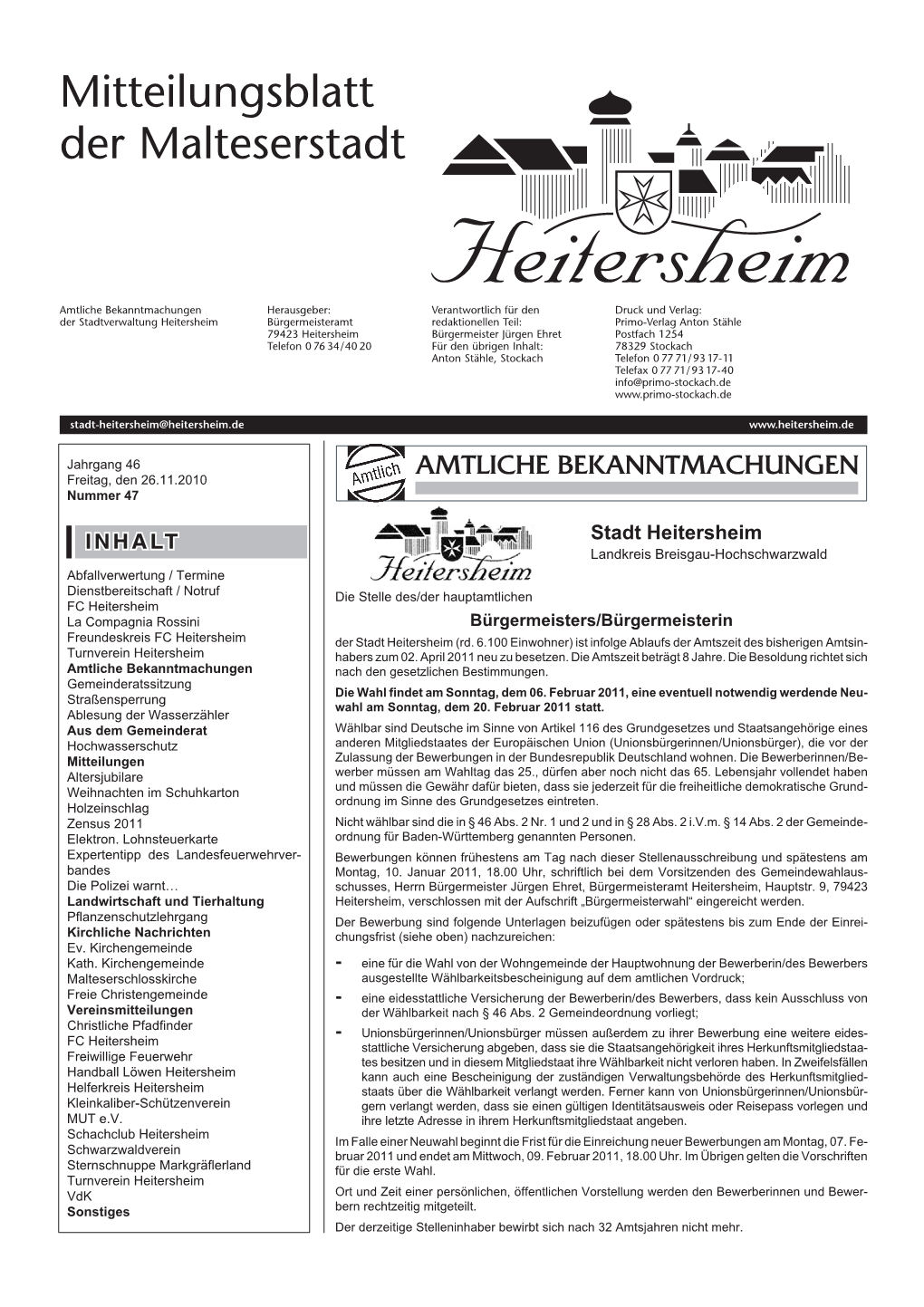 Mitteilungsblatt Der Malteserstadt