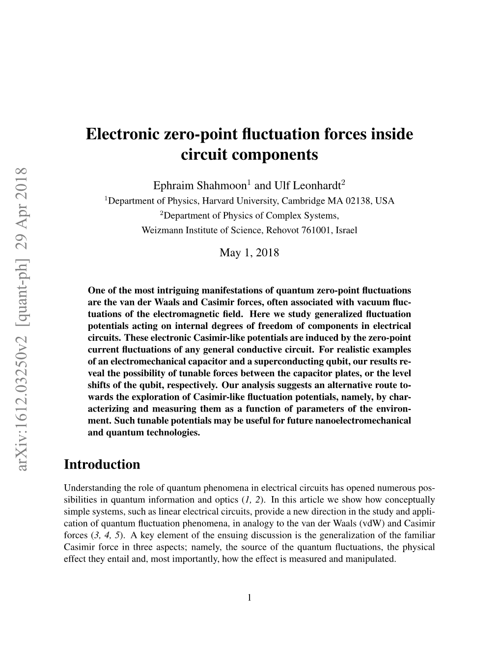 Electronic Zero-Point Fluctuation Forces Inside Circuit Components Arxiv