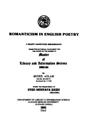 Romanticism in English Poetry