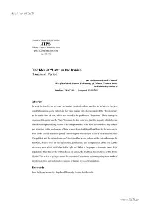 The Idea of “Law” in the Iranian Tanzimat Period