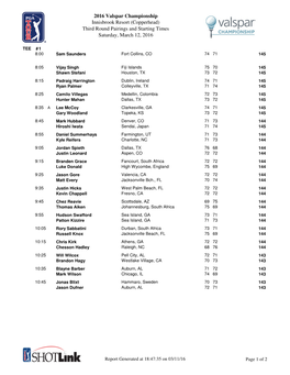 2016 Valspar Championship Innisbrook Resort (Copperhead) Third Round Pairings and Starting Times Saturday, March 12, 2016