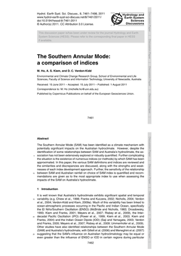 The Southern Annular Mode: a Comparison of Indices M