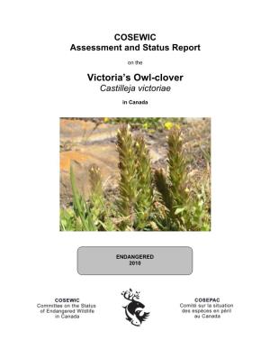 COSEWIC Assessment and Status Report on the Victoria Owl-Clover In