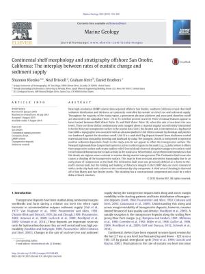 Continental Shelf Morphology and Stratigraphy Offshore San Onofre, California: the Interplay Between Rates of Eustatic Change and Sediment Supply