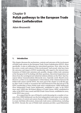 Chapter 9 Polish Pathways to the European Trade Union Confederation