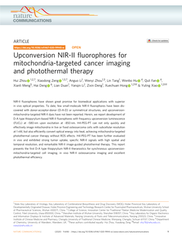 Upconversion NIR-II Fluorophores for Mitochondria-Targeted Cancer