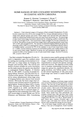 Home Ranges of Red-Cockaded Woodpeckers in Coastal South Carolina