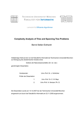 Complexity Analysis of Tries and Spanning Tree Problems Bernd