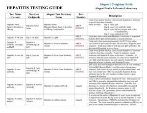 HEPATITIS TESTING GUIDE Alegent Health Reference Laboratory