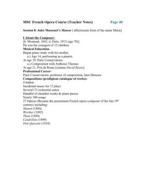 MSC French Opera Course (Teacher Notes) Page 40
