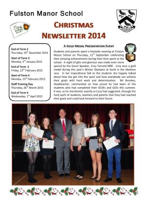 Christmas Newsletter 2014