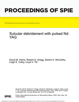 Sulcular Debridement with Pulsed Nd: YAG