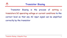 Transistor Biasing