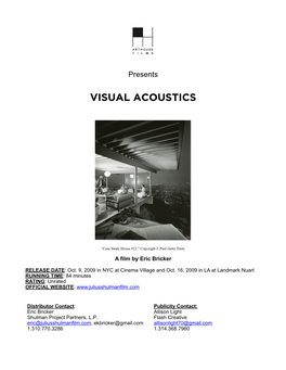 VISUAL ACOUSTICS Press Notes UPDATED 7.22.20