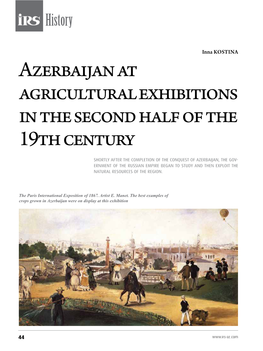 Azerbaijan at Agricultural Exhibitions in the Second Half of the 19Th Century