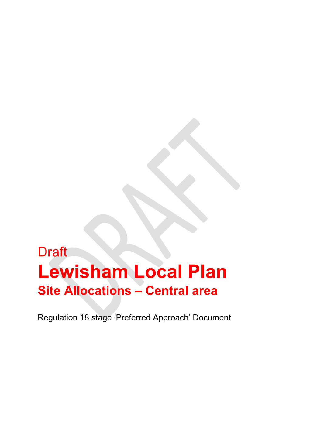 Lewisham Local Plan Site Allocations – Central Area