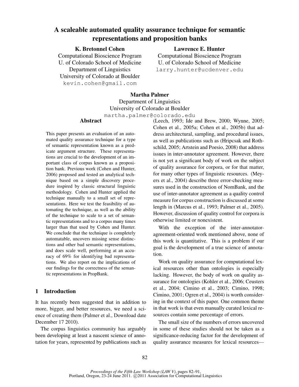 A Scaleable Automated Quality Assurance Technique for Semantic Representations and Proposition Banks K