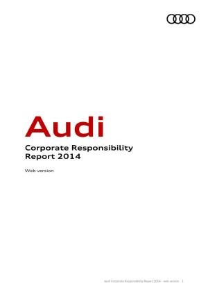 Audi Corporate Responsibility Report 2014