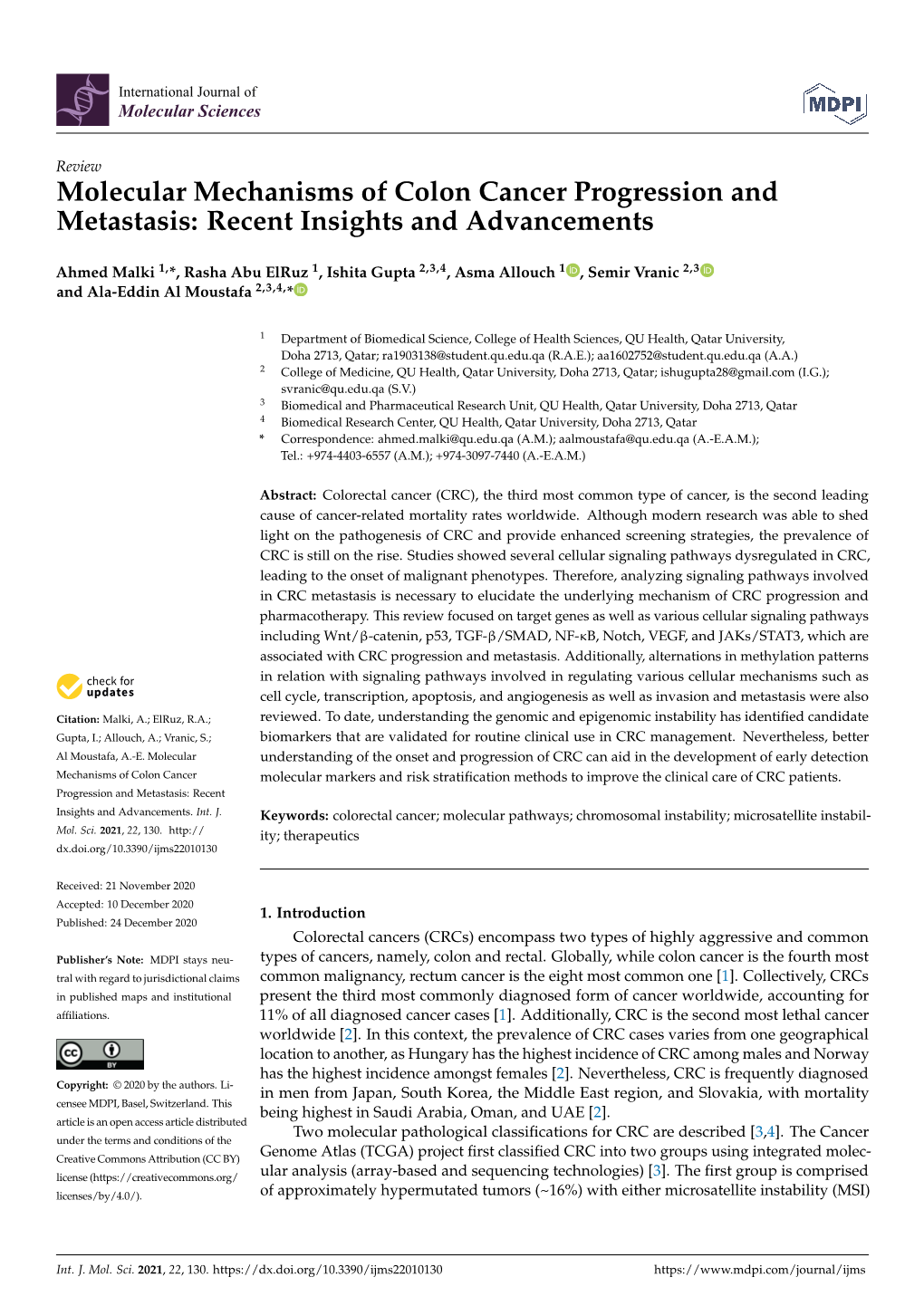 Molecular Mechanisms Of Colon Cancer Progression And Metastasis: Recent ...