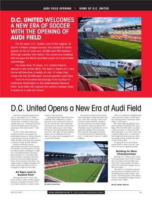 D.C. United Opens a New Era at Audi Field When the Calendar Page Turns to Closer to Their Fan Base
