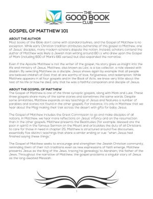 Gospel of Matthew 101