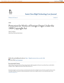 Protection for Works of Foreign Origin Under the 1909 Copyright Act Tyler T