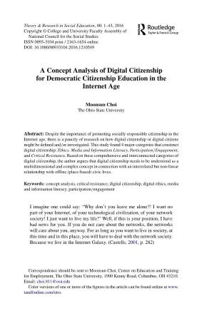 A Concept Analysis of Digital Citizenship for Democratic