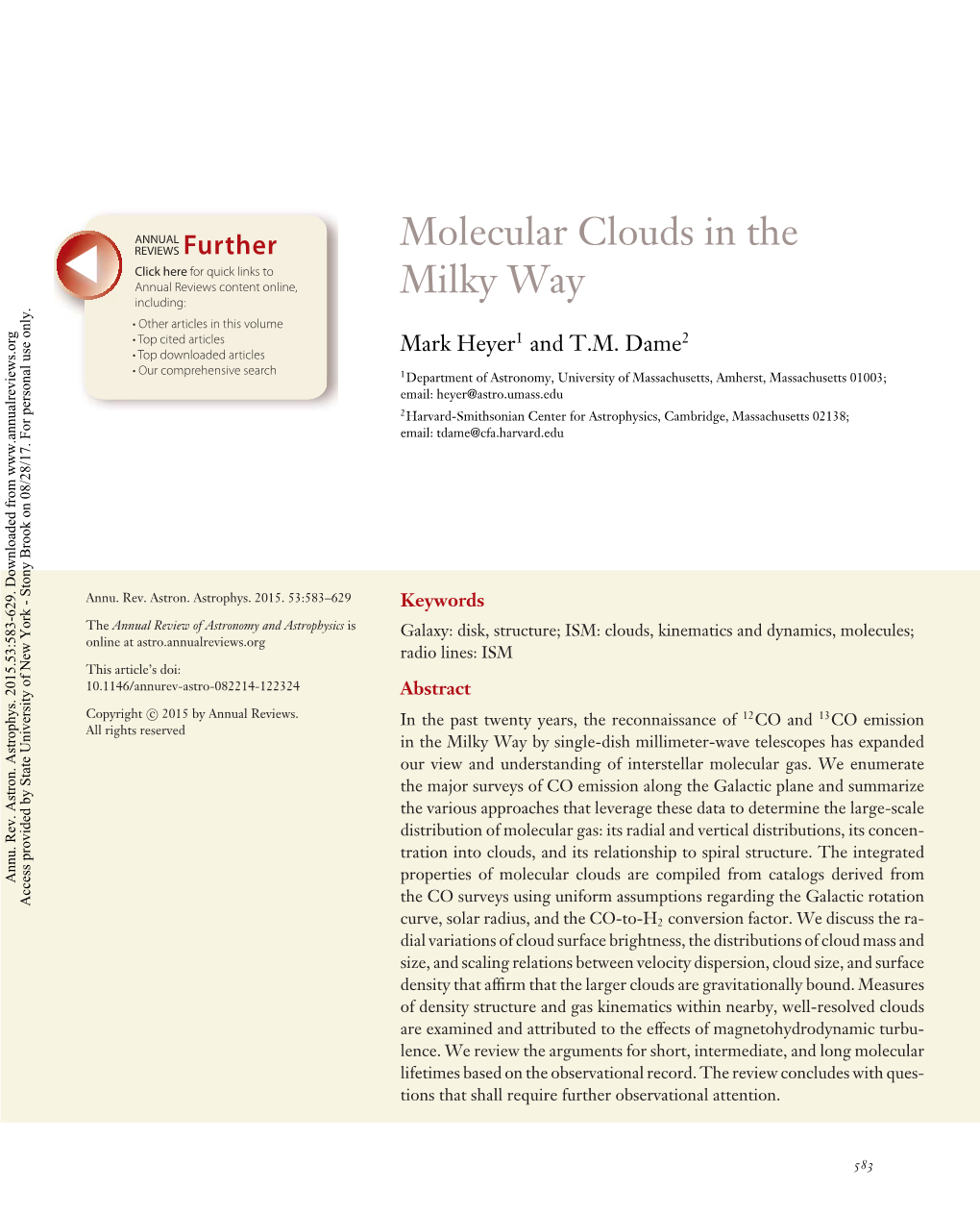 Molecular Clouds in the Milky Way