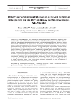 Behaviour and Habitat Utilisation of Seven Demersal Fish Species on the Bay of Biscay Continental Slope, NE Atlantic