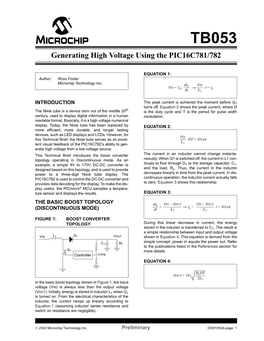 TB053, Generating High Voltage Using the PIC16C781/782