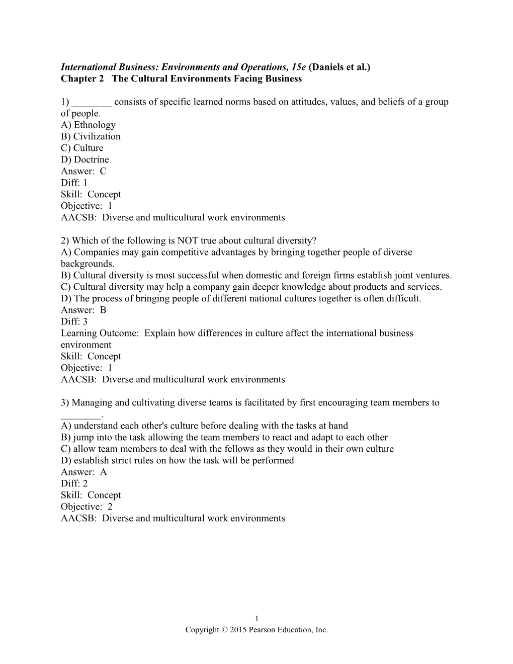 International Business: Environments and Operations, 15E (Daniels Et Al.)